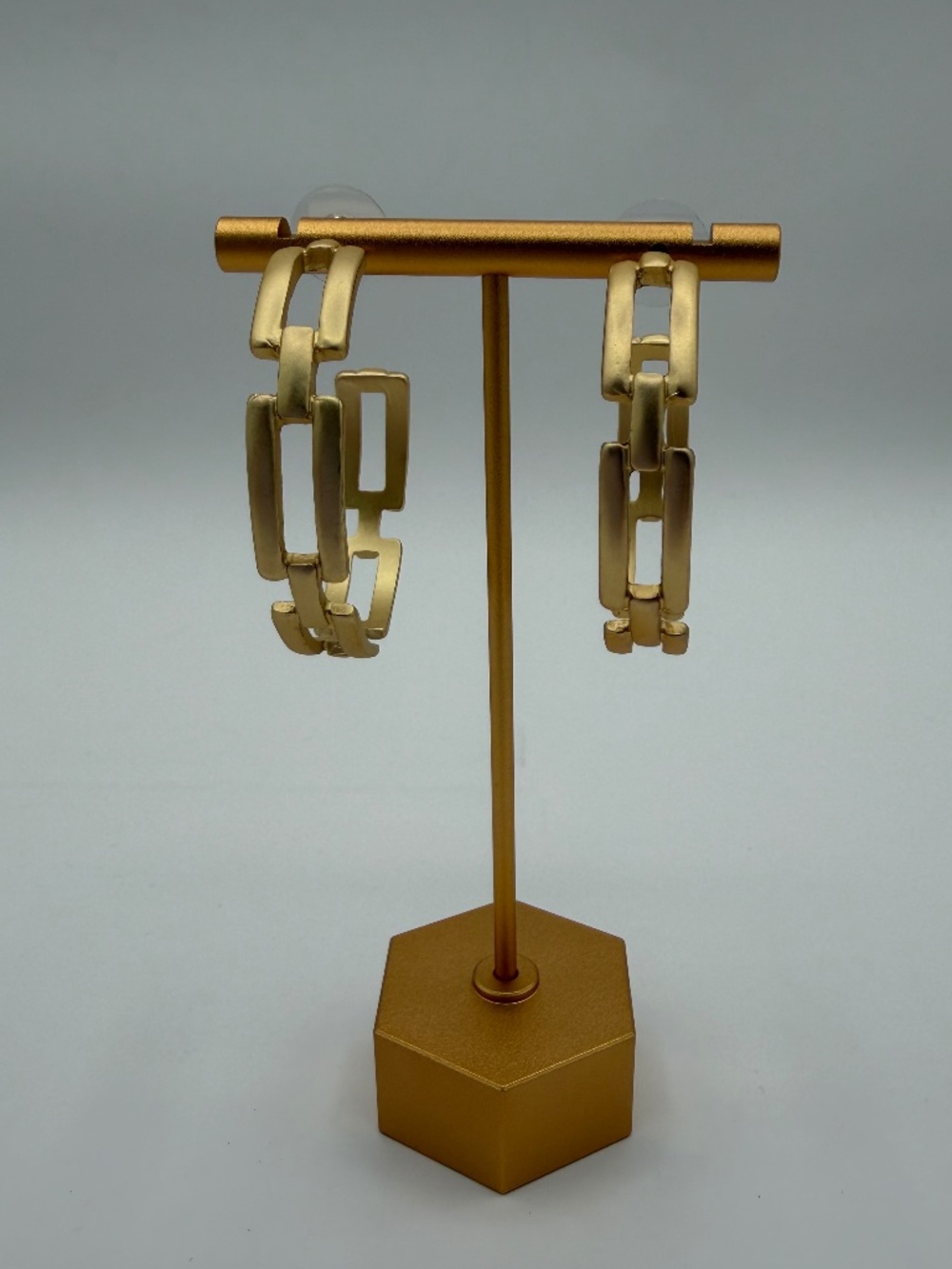 Canvas Segmented Gold Hoop Earrings, NWT